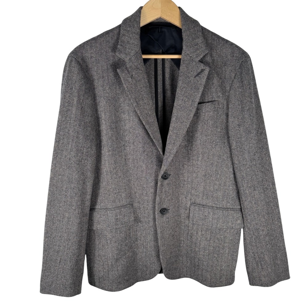 Rag & Bone Herringbone Virgin Wool Blend Blazer Mens 40R Grey Black Sport Coat